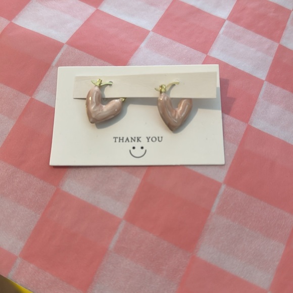 New Pink Heart Huggie Earrings - Picture 3 of 3